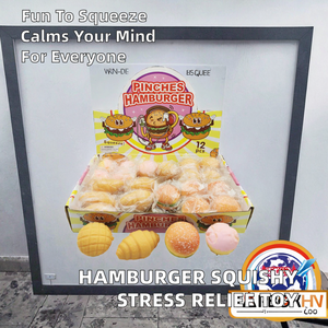 DS5740 Hamburg Shape Decompression Stress Relief <b>Squishy</b> Hamburger Squeeze Fidget Toy TPR Material 14 Years & up Boys - Product Image 2