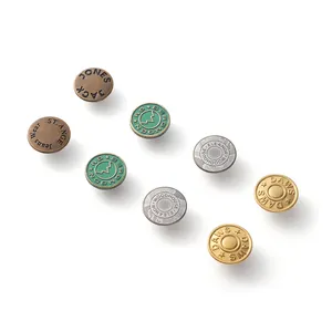 Özelleştirilmiş desen Logo kaplama moda Cooper düğmeler kazınmış renk Metal Jean düğmeler