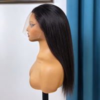 Perruque Courte Droite en Cheveux Humains, Perruque Pixie Bob, Noire Naturelle, Pré-Pluckée, Ligne de Cheveux Naturelle, Sans Colle