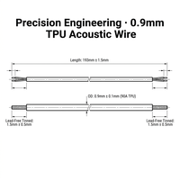 Fil acoustique noir en TPU 2 conducteurs, diamètre extérieur 0,9 mm, longueur 193 mm, extrémités étamées sans plomb pour microphone et composants audio miniatures