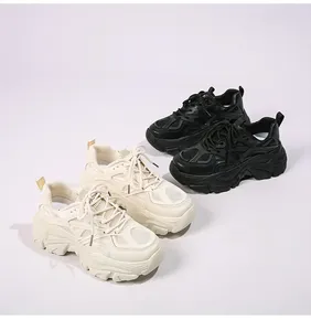 Chaussures à semelle épaisse pour femmes, style 'Daddy', Nouvelle collection Printemps-Été 2026, rehaussantes, blanches, décontractées, de sport, pour hommes, style marche - Product Image 6