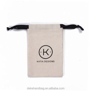 Pochette à bijoux en coton brut 100% réutilisable de 4 pouces avec cordon de serrage, impression de logo personnalisée - Product Image 3