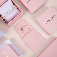 Boîte à bijoux en papier avec logo personnalisé, pour boucles d'oreilles, collier, bracelet, aimantée, rose, avec insert en velours et mousse