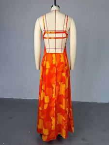 เดรสยาวทรงเอ <span class=keywords><strong>สาย</strong></span>คล้องคอ ปิดไหล่ เอวสูง พิมพ์ลายหวานสดใส - Product Image 5