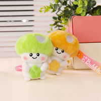Porte-clés en peluche champignon mignon OEM/ODM - Breloque de sac en forme de champignon Kawaii coloré avec accessoire floral