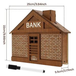 Hucha con Forma <span class=keywords><strong>de</strong></span> <span class=keywords><strong>Casa</strong></span>, Diseño Elegante y Gran Capacidad, Caja <span class=keywords><strong>de</strong></span> Ahorros <span class=keywords><strong>de</strong></span> Madera - Product Image 1