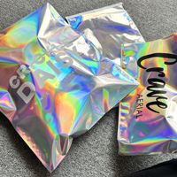Enveloppes d'expédition holographiques, sacs postaux brillants colorés en aluminium argenté, sacs de shopping personnalisés en polyéthylène pour vêtements