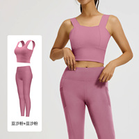 Ensemble de sport pour femme XL, style européen et américain, couleur unie, design dos élégant, antichoc, taille élastique, léger, en maille