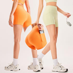 YIYI mode taille haute femme Shorts de sport haute-élastique bout à bout filles Fitness Shorts poches à séchage rapide femmes Yoga Shorts - Product Image 1