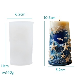 Wholesale Starfish & Wave Pattern Cylinder Silicone Candle Mold for DIY Pillar Candles - Product Image 4