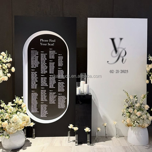 NIKA Custom Name Logo Modern Wedding Mirror <strong>Welcome</strong> Sign Black White Acrylic Seating Chart Backdrop <strong>Board</strong> for Wedding Events - Product Image 4