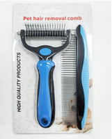 Brosse de toilettage double face pour animaux, peigne anti-poils, outil de démêlage pour animaux, brosse de toilettage pour animaux
