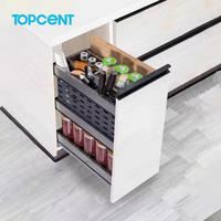 Organisateur d'angle magique pour armoire de cuisine moderne, 2 niveaux, avec fermeture amortie, rangement coulissant en fil d'acier inoxydable