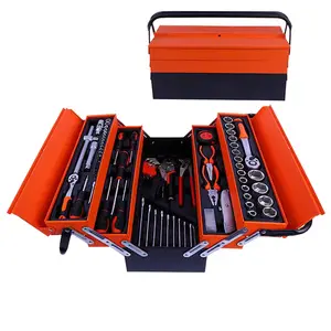 Set of 85pcs manual mechanic ratchet wrench socket combination tools hand tool kits for cars, motorcycles and bicycles repair