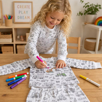 Ensemble de pyjama personnalisé pour enfants, pyjama à colorier pour tout-petits, pyjama à manches longues pour enfants, vêtements de nuit pour enfants, pyjama en coton à dessiner soi-même, pyjama pour enfants
