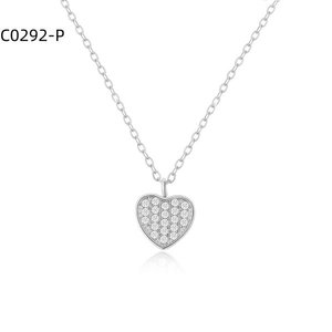 Collar con Colgante de Corazón Amy Amy, Plateado en Plata con Circonita Cúbica, Joyería de Moda para Mujer, para Uso Diario, Regalo - Product Image 1