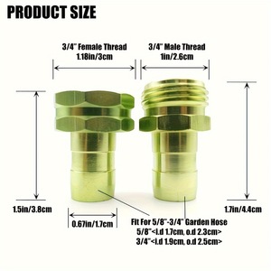 Connecteurs de réparation de tuyaux 3/4 pouce en laiton fileté forgé, durables, pour tuyaux d'arrosage de jardin - Product Image 4