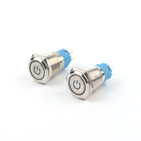 Interrupteur à bouton-poussoir intelligent momentané étanche 22 mm 10A 1NO 1NC 24V LED éclairé en acier inoxydable/aluminium IP67 électronique