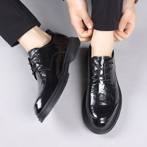 Chaussures habillées en cuir pour hommes, noires, à lacets, style Oxford britannique, pour le bureau et le travail, automne-hiver, tailles adultes 40 41 42 43 44 45 - Product Image 3