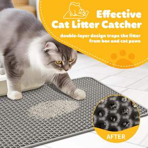 <span class=keywords><strong>Tapis</strong></span> de litière pour chat Design nid d'abeille double couche matériau EVA respirant facile à nettoyer <span class=keywords><strong>tapis</strong></span> Kitty avec receveur bac à litière boîte - Product Image 3