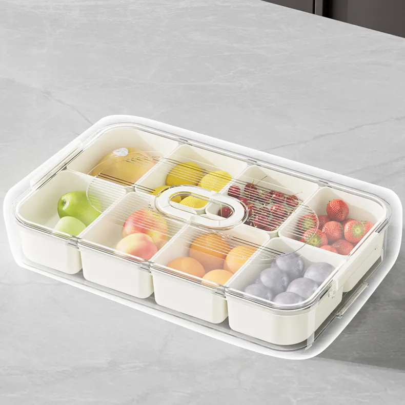 Chia rõ ràng Snack hộp phục vụ khay với nắp & xử lý, snackle hộp charcuterie Board container lưu trữ Organizer cho trái cây