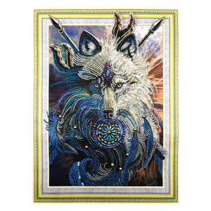 <span class=keywords><strong>Peinture</strong></span> <span class=keywords><strong>diamant</strong></span> <span class=keywords><strong>loup</strong></span> warrior, broderie complète 5D, perles en cristal, forme spéciale, à faire soi-même - Product Image 4