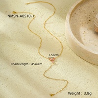 NIMAI Fine Jewelry Collier simple en acier inoxydable plaqué or 18 carats à trois feuilles en forme de Y Collier en zircon rose Bikini Collier à pampilles