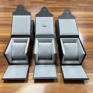 Boîtes et étuis à montres en cuir uniques et personnalisés à fente unique pour montres à quartz, boîte d'emballage de petite taille avec logo pour homme et femme - Product Image 3