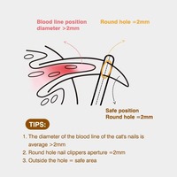 Coupe-ongles pour animaux de compagnie facile à utiliser, coupe à 2 mm avec trou de positionnement, sécurité pour les veines, en acier inoxydable, lame en plastique en forme de croissant pour chats et chiens