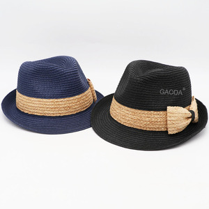 Thời trang tùy chỉnh in logo Fedora mũ rơm ngày bãi biển phụ nữ người đàn ông rộng vành rơm UPF50 + cuộn lên mũ Fedora bãi biển rơm Mũ mặt trời - Product Image 5