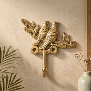 AK Brass Two Bird Shape Embossed Brass Wall <b>Hook</b> Antique Finish Metal <b>Decorative</b> <b>Coat</b> Hanger Home Decor - Product Image 4