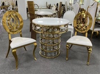 Furniture mewah Modern emas Stackable baja nirkarat logam bulat kembali pesta makan kursi perjamuan untuk acara pernikahan kursi