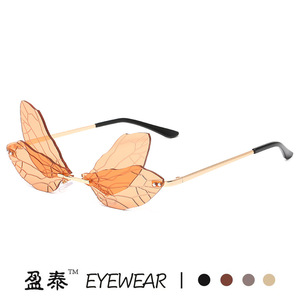 Eyewear Dragonfly <b>Sunglasses</b> Frameless <b>Gradient</b> Wing UV400 Unisex Party Glasses - Product Image 4