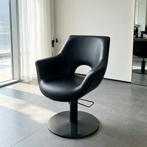 Sillón de Estilista Negro con Diseño de Lágrima, Elevación Hidráulica de una Pieza, Base Fija, Venta al por Mayor para Salones - Product Image 1
