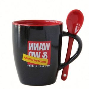 Taza de Cerámica Ecológica con Asa Creativa y Personalizada, Juego de Tazas de Café de Cerámica para Viaje con Cuchara, para Promociones - Product Image 1