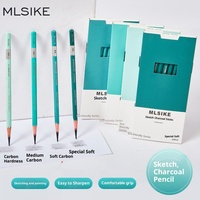 Crayons de dessin et de croquis essentiels au charbon de bois pour l'enseignement, ensemble personnalisé avec logo, corps bleu, pour étudiants