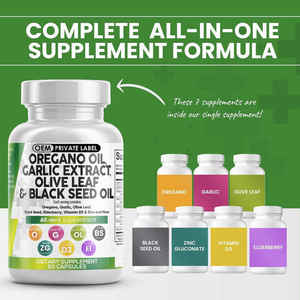 Biocaro minyak <span class=keywords><strong>Oregano</strong></span> kapsul biji hitam ekstrak bawang putih suplemen Elderberry untuk antioksidan kesehatan otot saraf tulang - Product Image 2