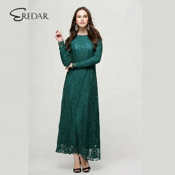 2022 Fashion Muslim Ethnic Full Lace Baju Kurung Dress Baju Raya Jubah malaysia