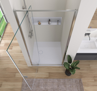 Cabine de douche pivotante en aluminium à usage hôtelier 6 mm en verre transparent avec porte de douche latérale