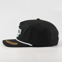 Casquettes de baseball noires non structurées à 5 panneaux en 100 % coton de haute qualité, avec logo personnalisé et broderie métallique vintage – Vente en gros
