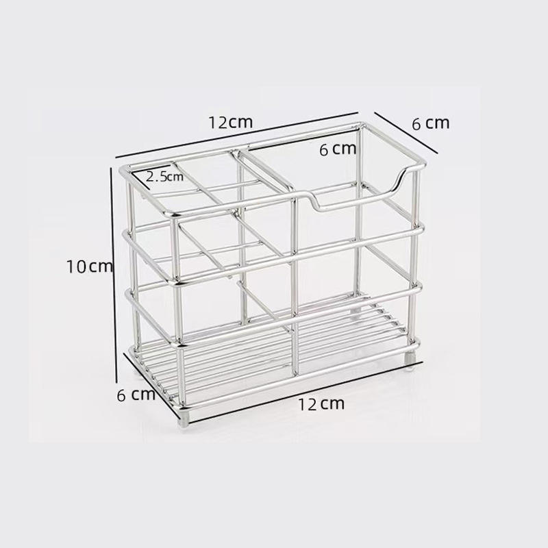 สีเงิน 12Lx6Wx10H cm(ชั้นวางแปรงสีฟันสี่ช่องพร้อมแป้ง)