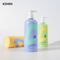 Botol Kosmetik Daur Ulang Pesanan Khusus dengan Sudut Bulat, Bentuk Persegi Panjang / Silinder, Botol Plastik dengan Pompa Matte untuk Sampo