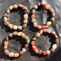 Bracelet en Agate Naturelle d'Alashan Gobi, Perles Irrégulières en Forme de Galet, Multicolore, Style Bohème, Extensible, Unisexe, Idéal Cadeau