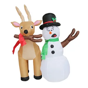 中国新设计便宜价格大型充气装饰雪人和鹿充气圣诞出售