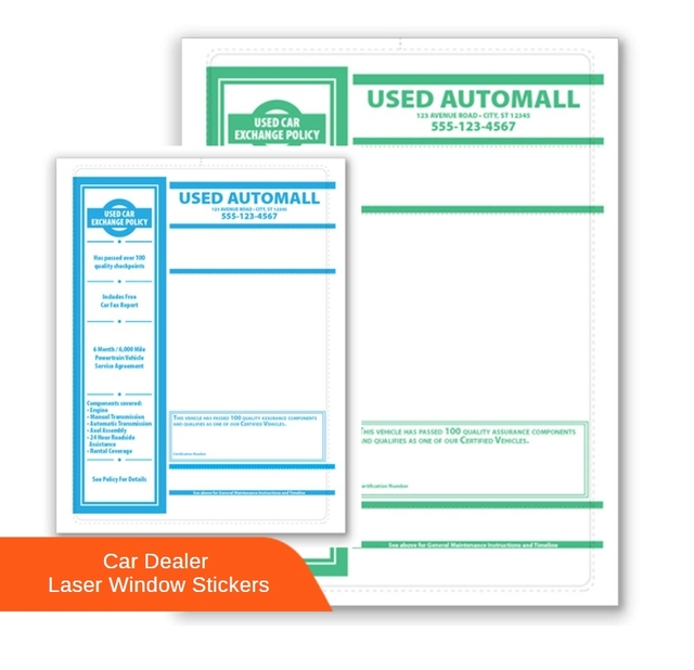 Car Dealer Ext Laser Window Stickers 8.5 X 11 Self Adhesive Vinyl Sticker Sheet