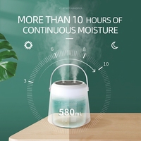 Humidificateur d'air portable de bureau en forme de lune, petit humidificateur d'aromathérapie LED pour chambre à coucher, avec buse décorative, mini humidificateur USB portable pour la maison