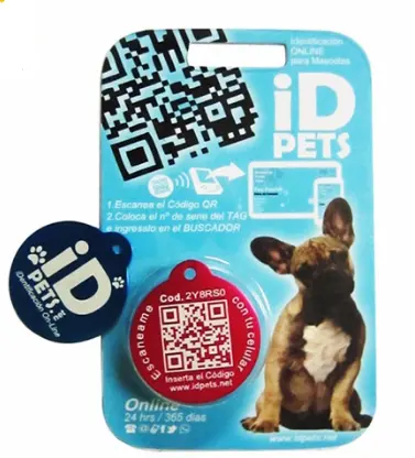 13,56 MHz NFC etiqueta de identificación de mascotas código QR RFID Pet Etiqueta de seguimiento de perro Collar