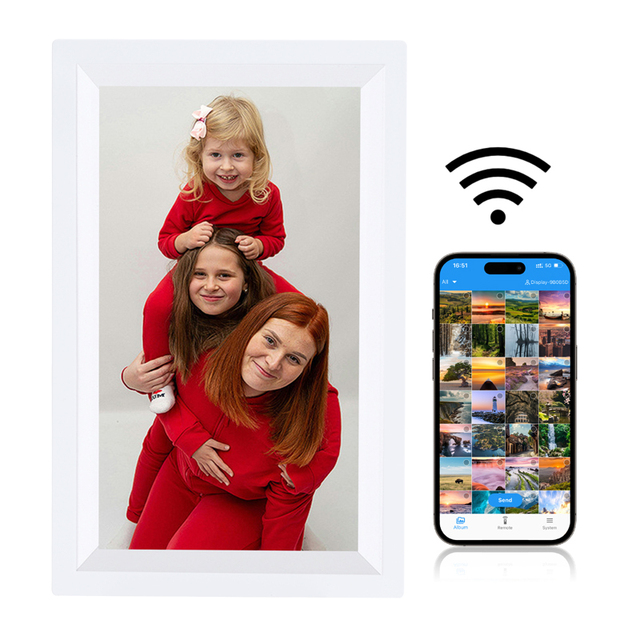 2025 Hot Selling 7-Inch Plastic Digital Photo Frame with Video Playback Wi-Fi Enabled High-Definition LCD 128GB Memory