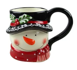 最畅销的陶瓷手绘3D圣诞雪人茶杯咖啡杯圣诞