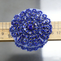 Patchs perlés en strass de haute qualité de 6 cm, appliques en cristal colorées, garniture en dentelle faite à la main avec paillettes pour accessoires de vêtements DIY